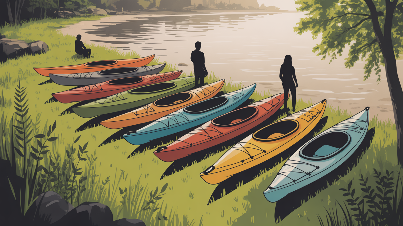Comparatif de modèles marque de kayak sur herbe