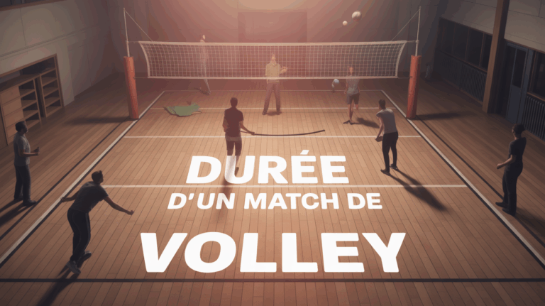 Terrain de volley en salle, joueurs en action, duree d un match de volley