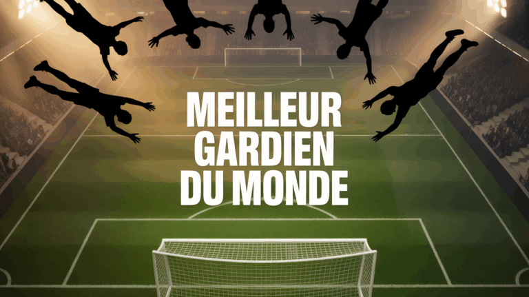 vue de haut terrain football silhouettes gardiens plongeant meilleur gardien du monde
