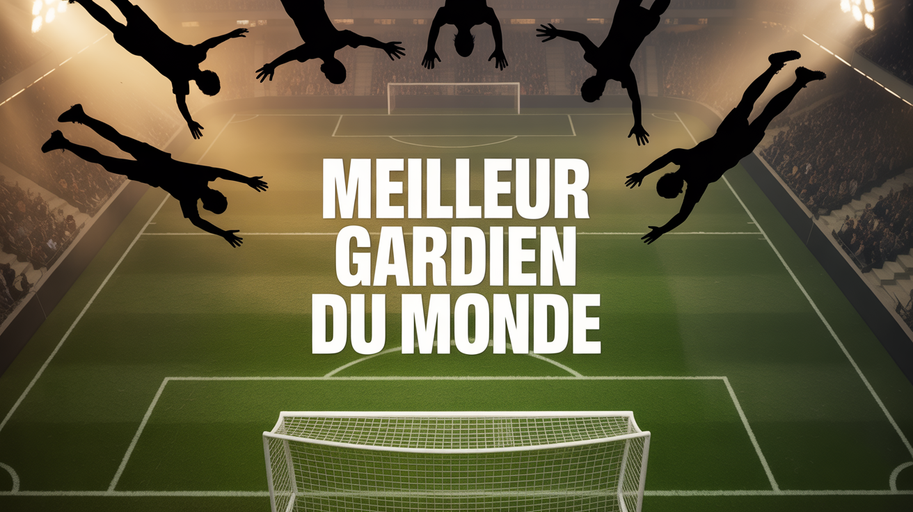 vue de haut terrain football silhouettes gardiens plongeant meilleur gardien du monde
