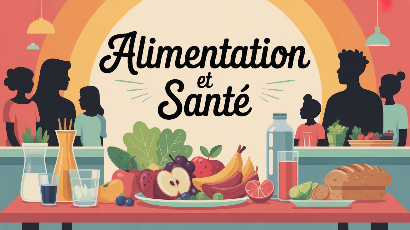 table saine avec fruits legumes pain complet et famille
