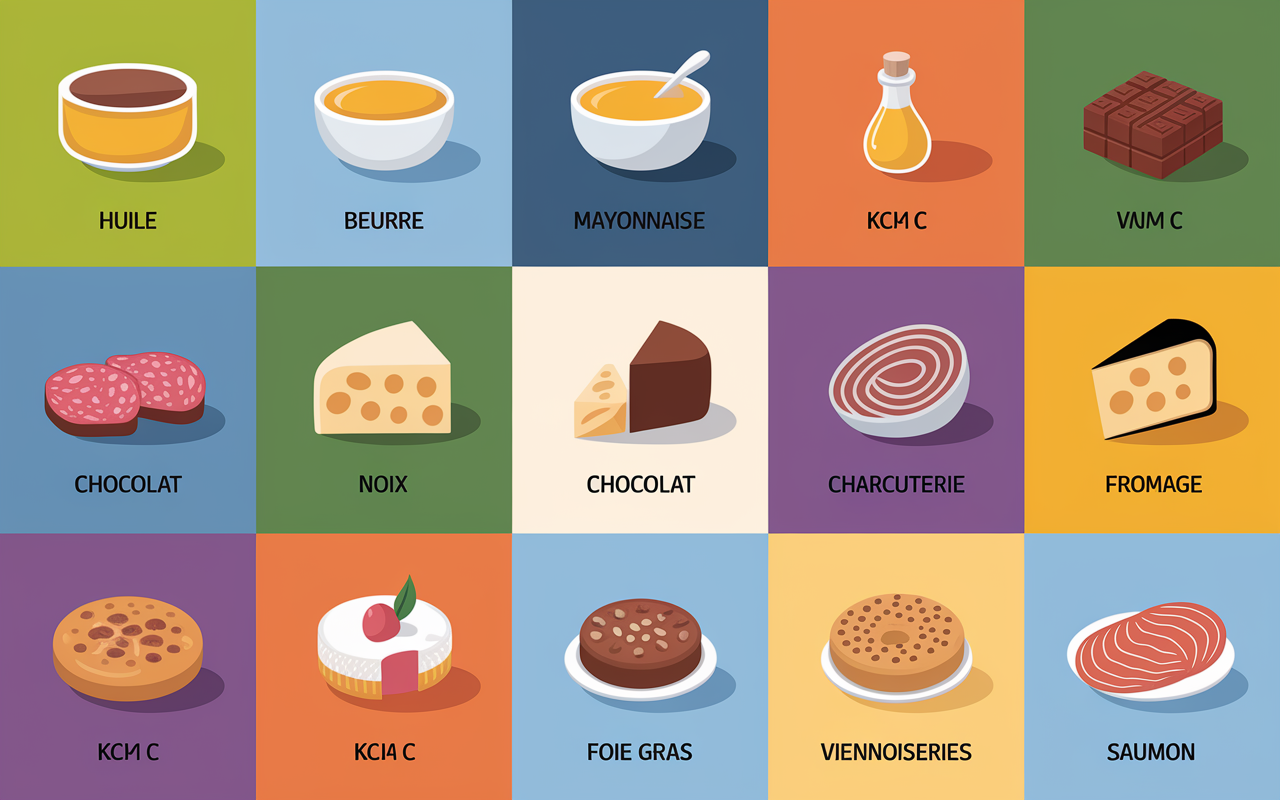 tableau aliments plus caloriques avec chiffres kcal