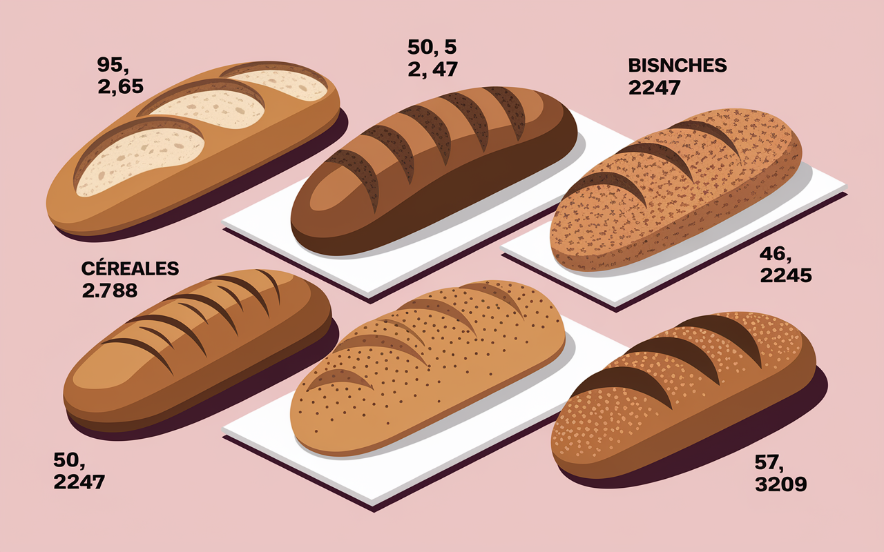 Illustration comparative des pains avec IG et calories