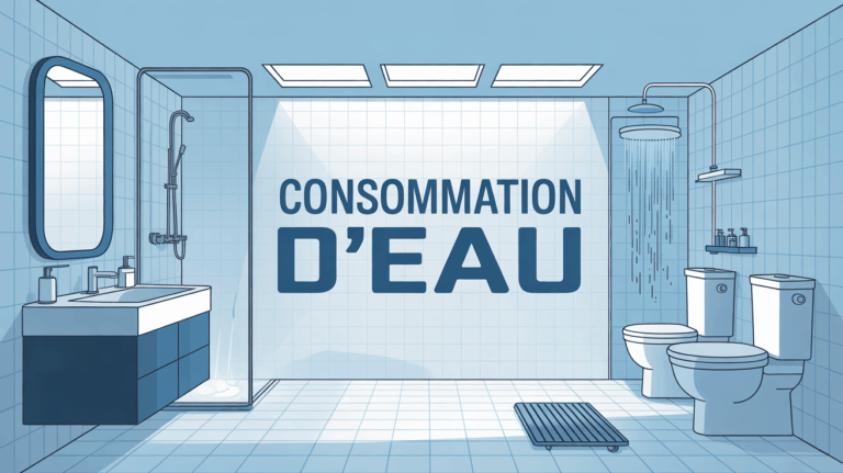 illustration consommation d'eau salle de bains compteur