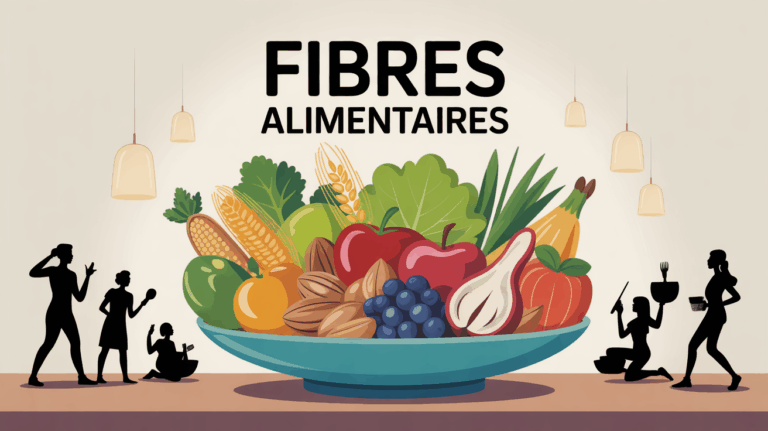 Assiette équilibrée fibres alimentaires et silhouettes sportives