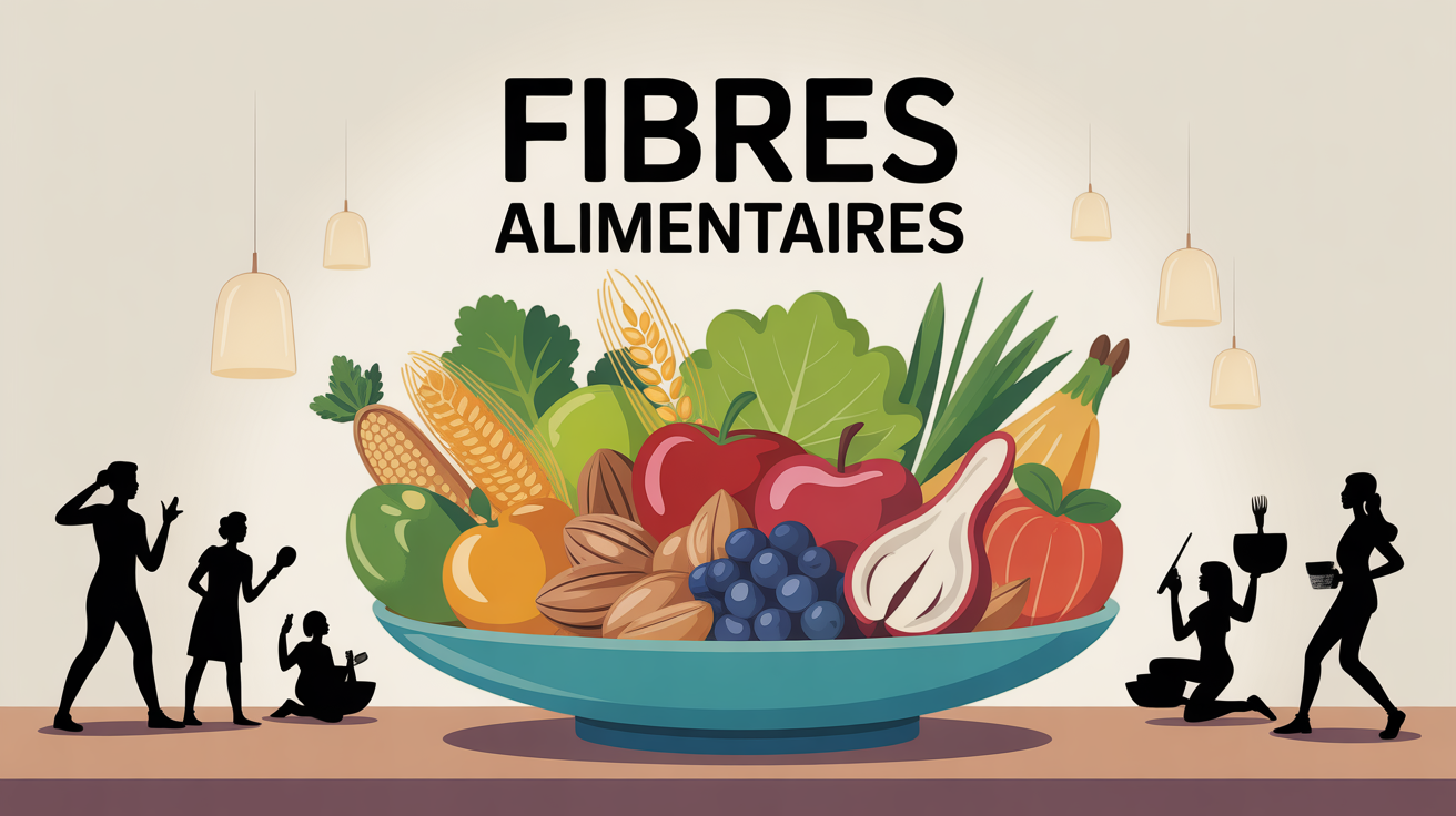 Assiette équilibrée fibres alimentaires et silhouettes sportives