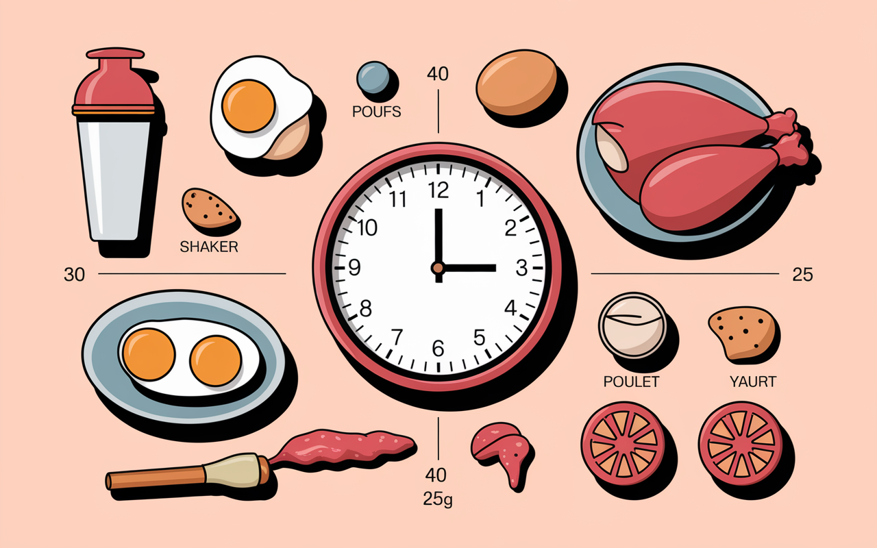Horloge repartition proteines journaliere musculation