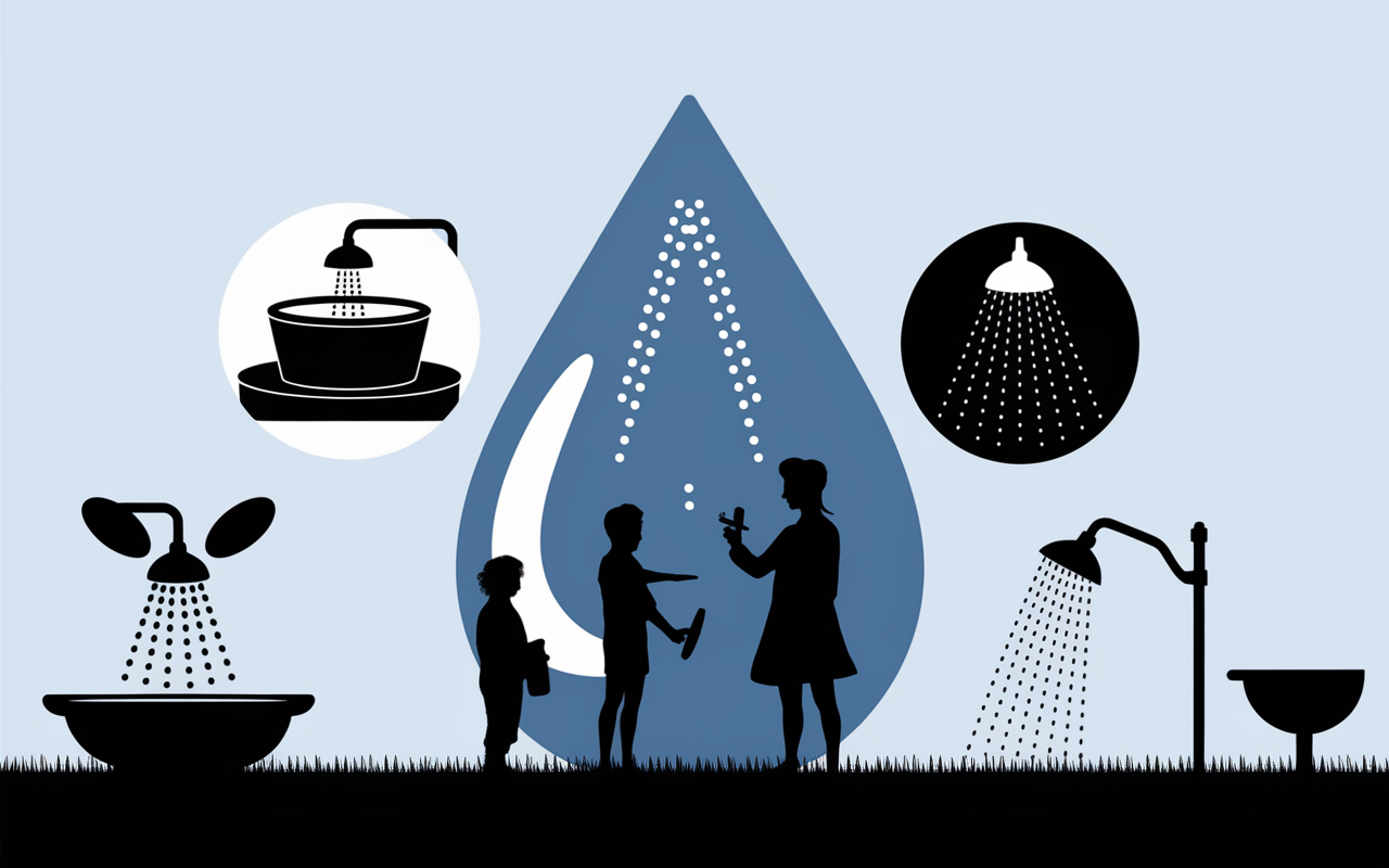 symboles éco-gestes autour goutte d'eau consommation