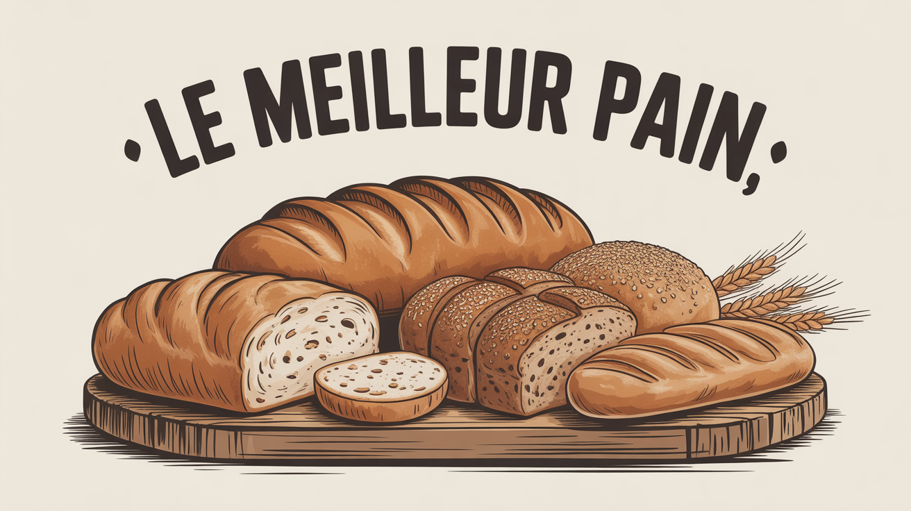 ensemble de pains frais variés sur planche illustration moderne