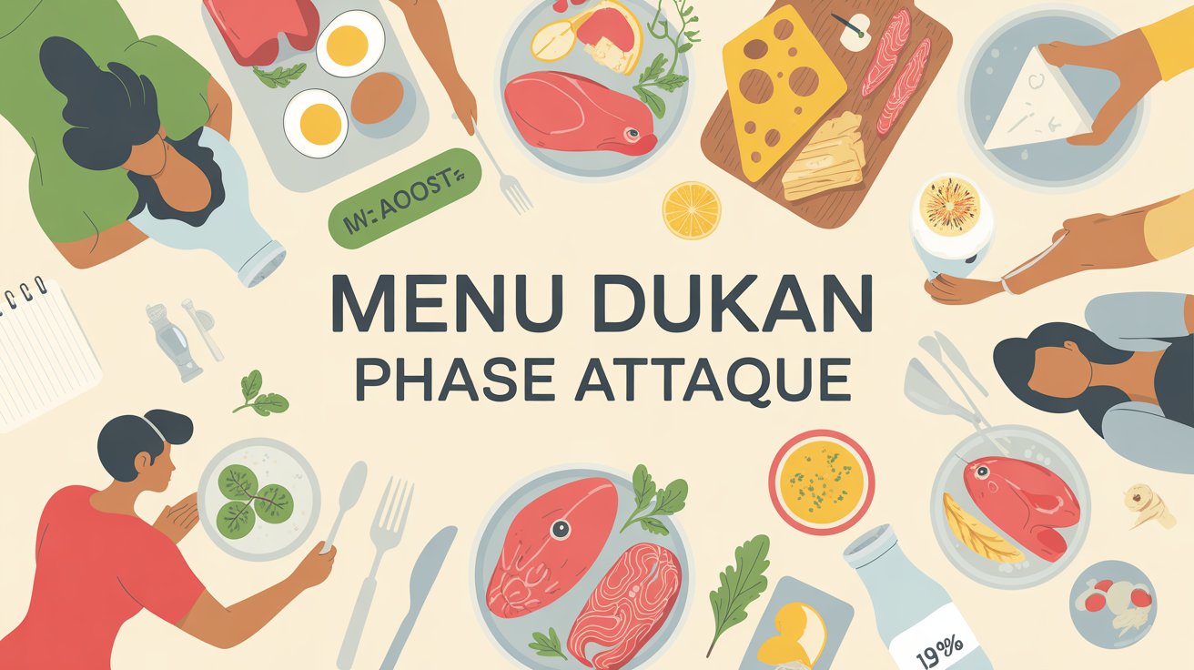 Table garnie d'aliments regime Dukan phase attaque