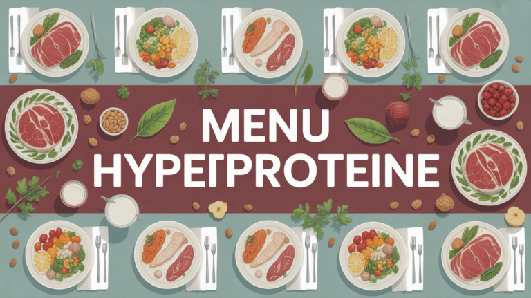 Grande table menu hyperprotéiné avec viandes poissons légumes
