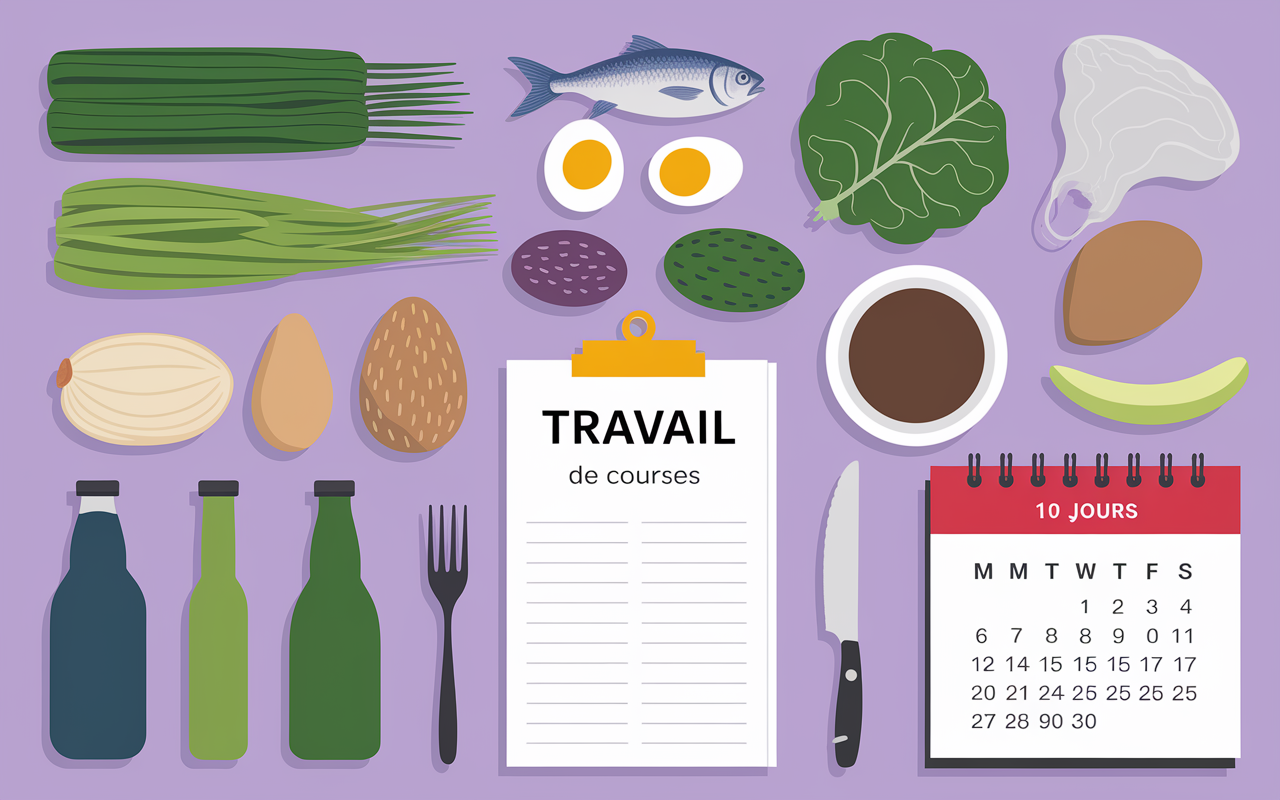 liste courses et aliments regime keto 10 jours sur plan de travail