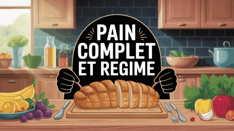 Pain complet en tranches sur planche, regime sain, portion main