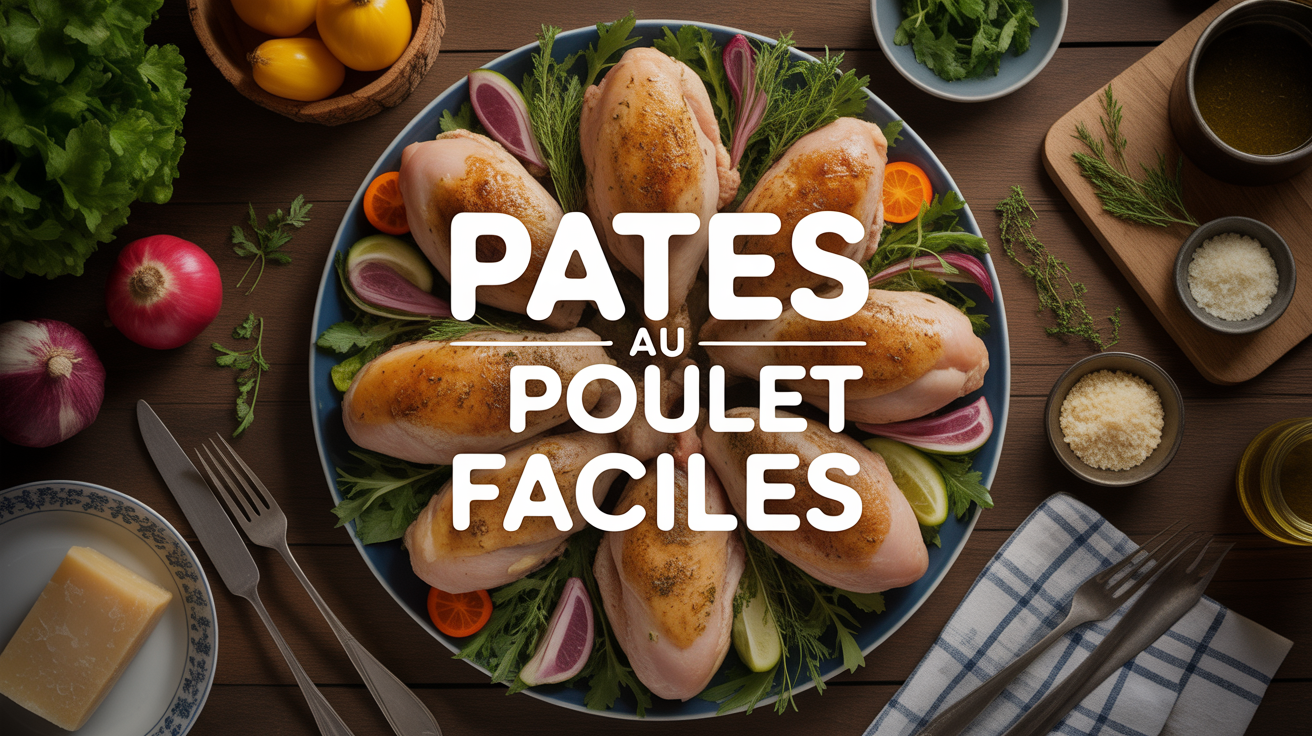assiette de pates au poulet faciles vue de dessus