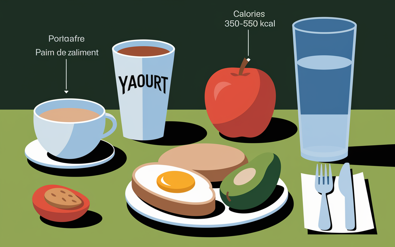 Petit dejeuner equilibre yaourt oeuf amandes calories
