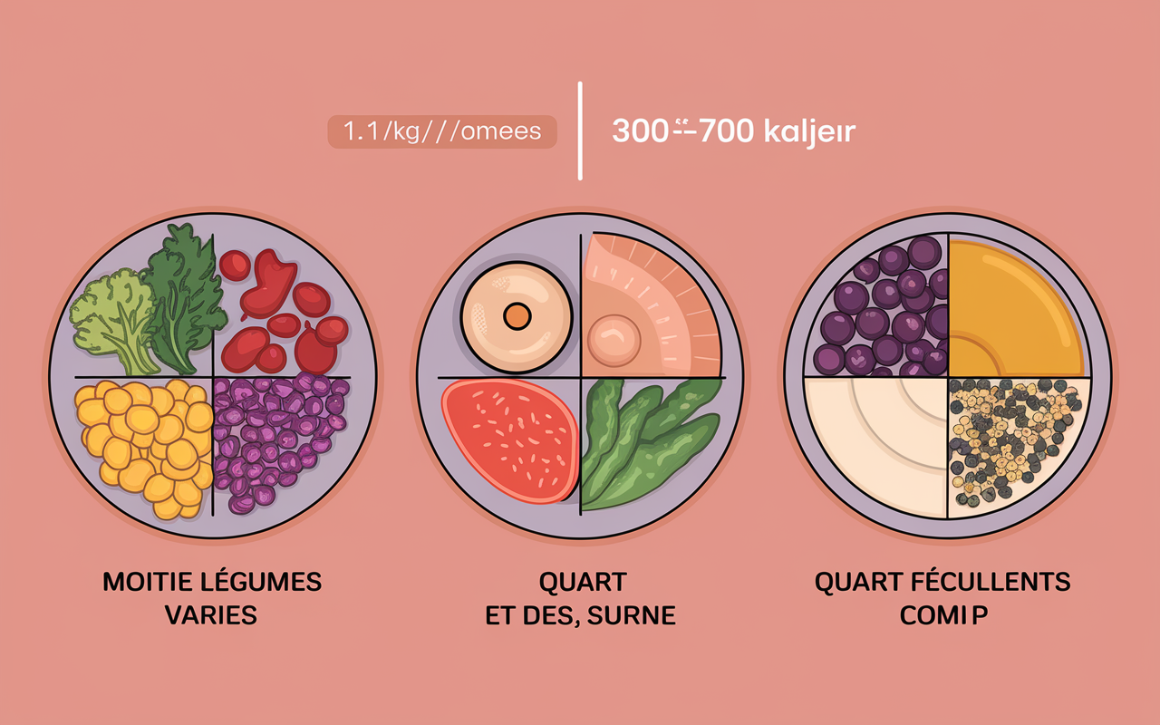 Assiette rééquilibrée avec chiffres perte 10 kilos