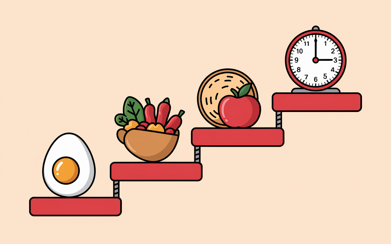 Regime hyperproteine illustration etape escalier