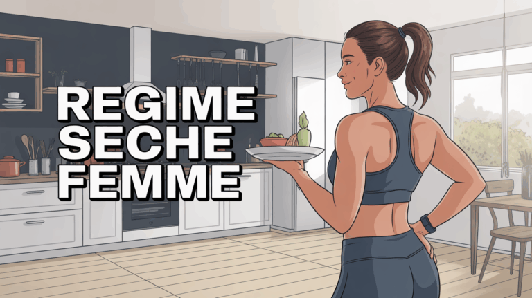 regime seche femme illustration assiette haltère