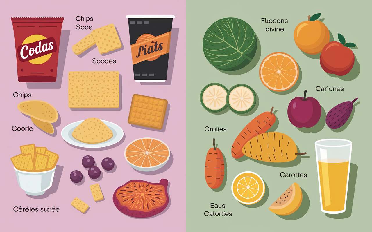 table aliments limités chips sodas et alternatives saines régime
