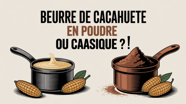 beurre de cacahuète en poudre et classique sur fond sportif