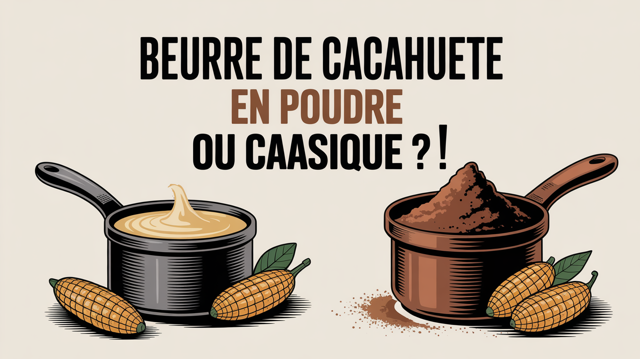 beurre de cacahuète en poudre et classique sur fond sportif