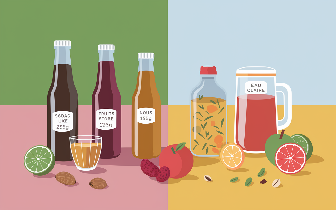 boissons sucrées et snacks régime versus alternatives saines infusions fruits