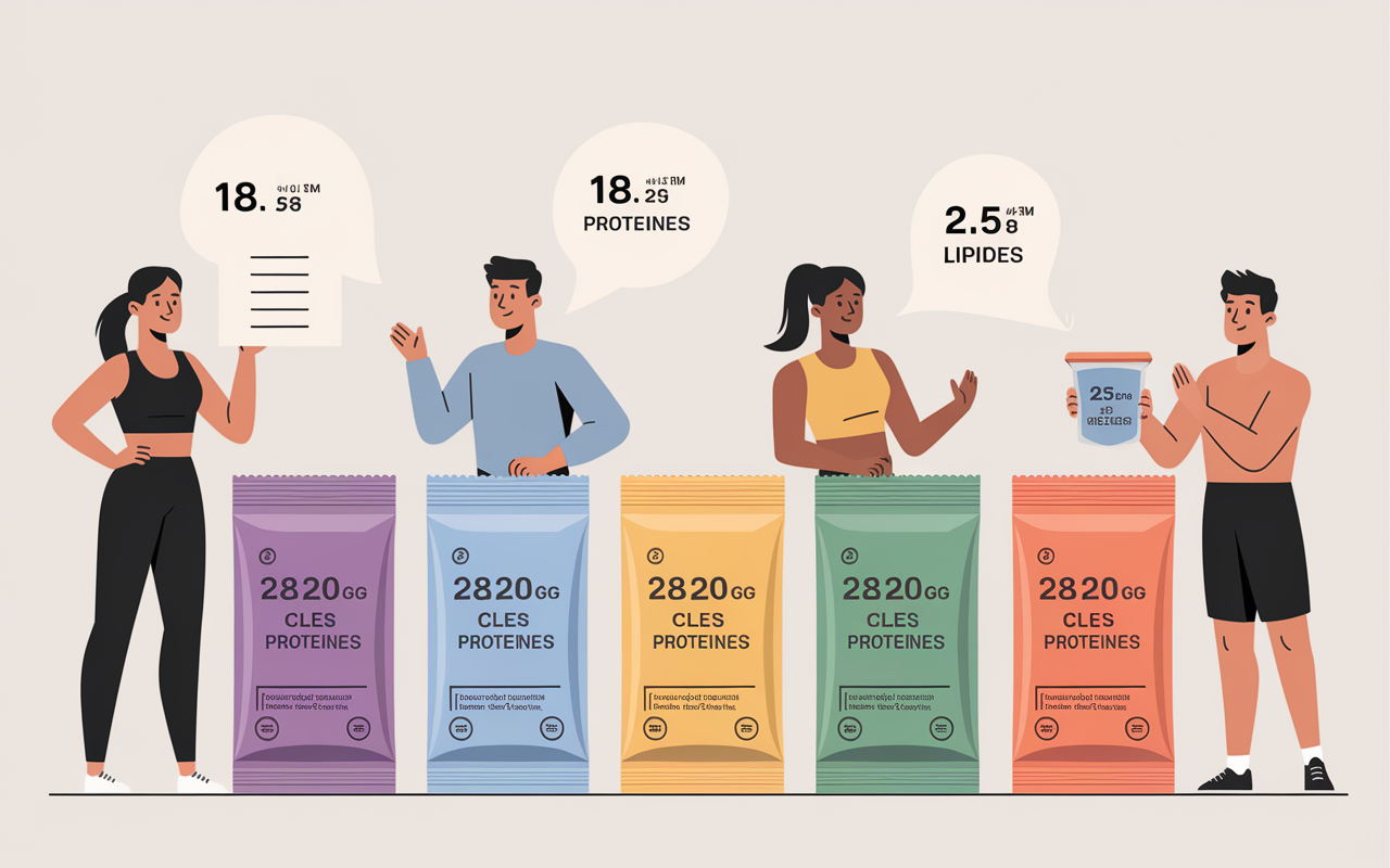 Tableau comparaison sachets hyperprotéinés avec chiffres clés