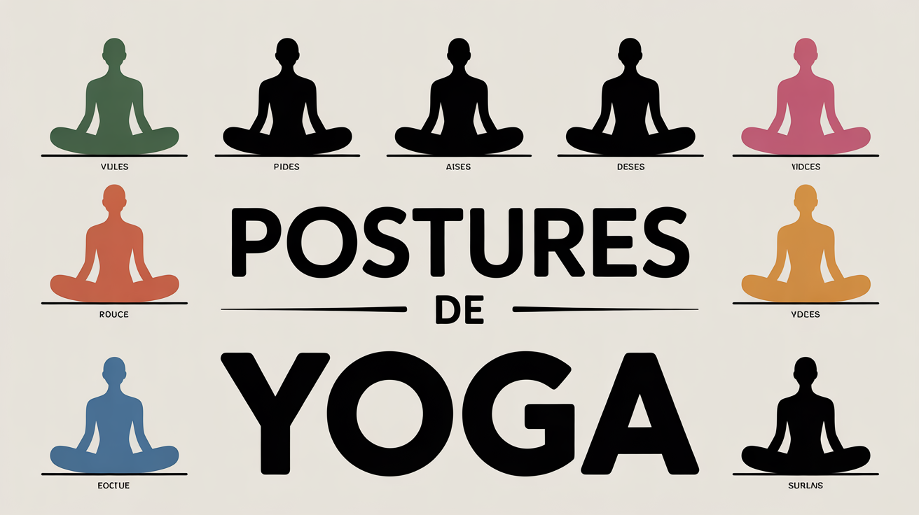Grille de mots fleches avec cases vides et postures yoga zen