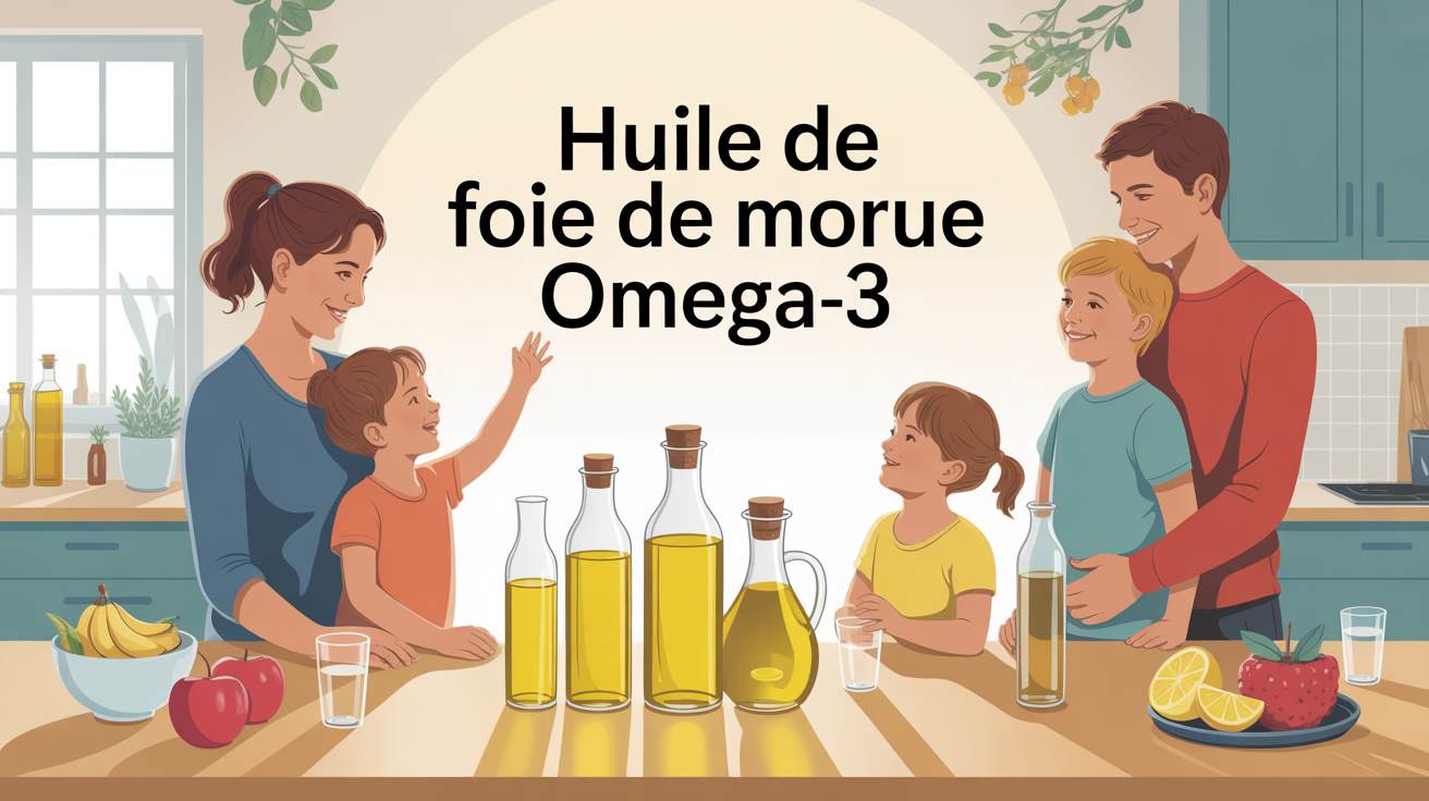 famille autour huile de foie de morue oméga-3 bienfaits santé