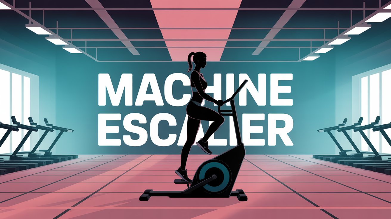 Femme montant une machine escalier salle de sport moderne