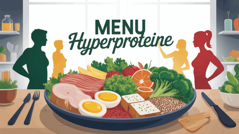 Assiette healthy menu hyperproteine avec aliments riches en protéines