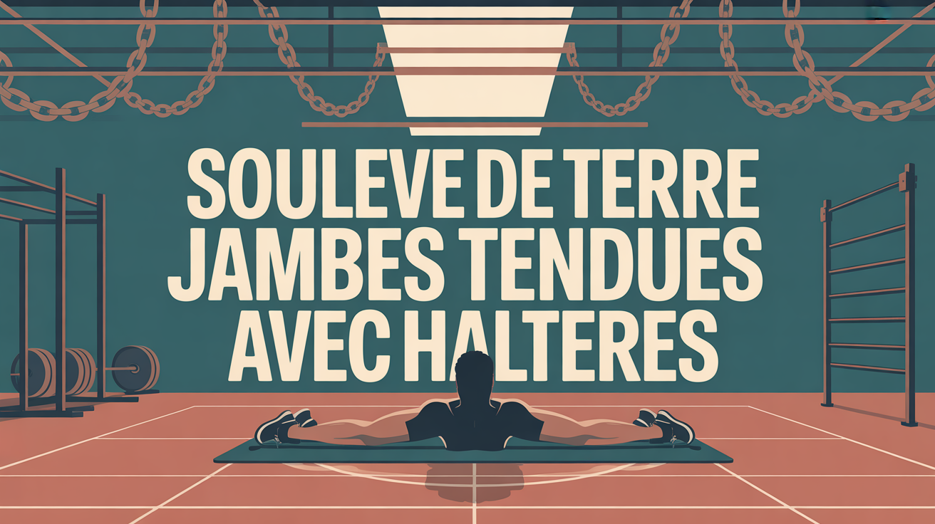 Illustration chaine posterieure souleve de terre jambes tendues avec halteres
