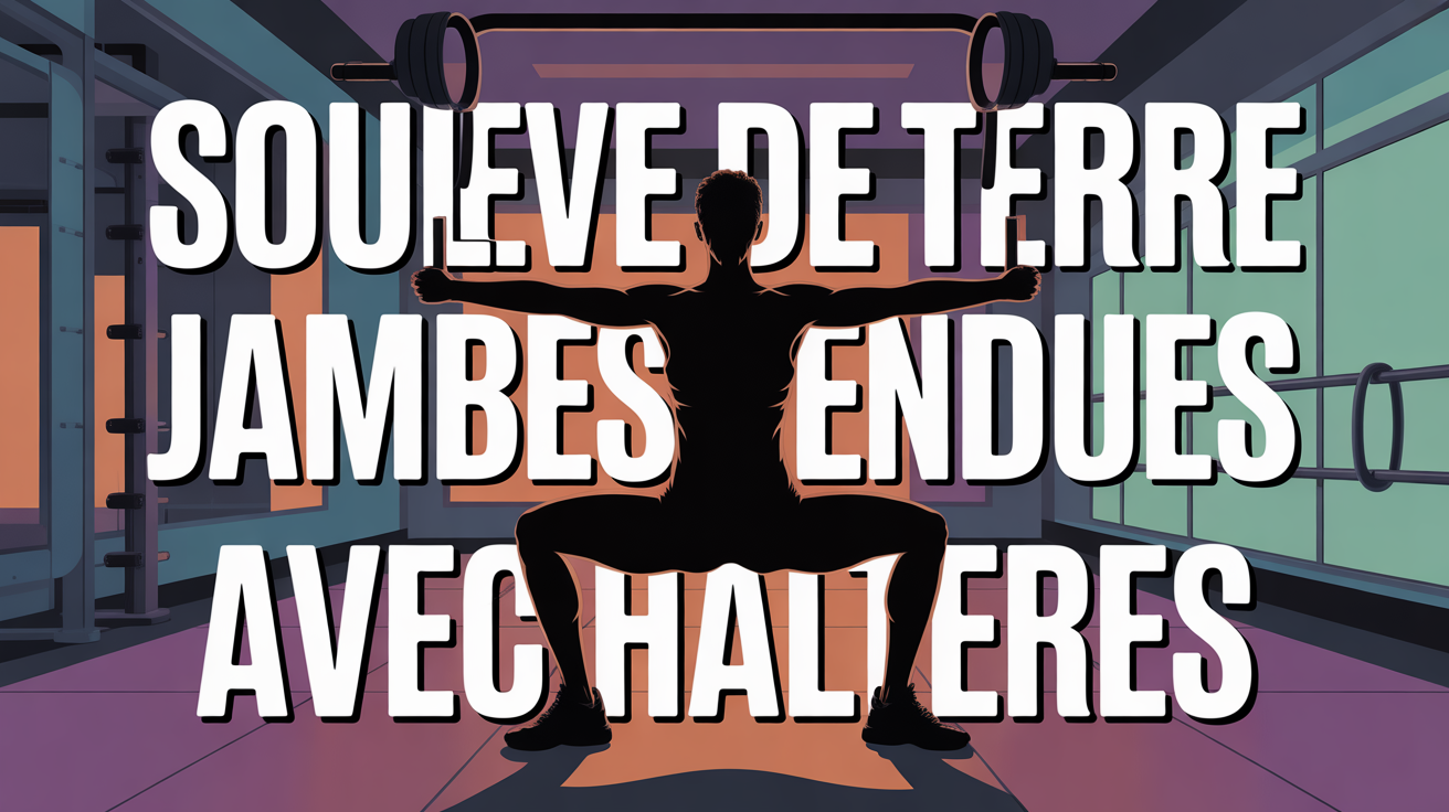 Silhouette effectuant souleve de terre jambes tendues avec halteres dos droit