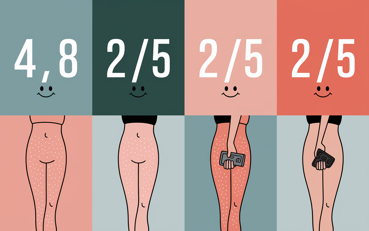 notes Vibraskin comparées, smileys, cellulite sur jambe