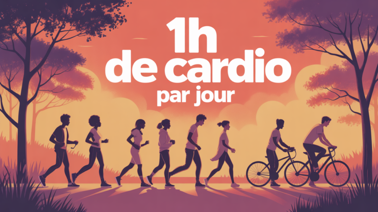 groupe faisant 1h de cardio quotidien marche velo course motivation