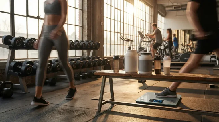 Salle de sport moderne avec compléments perte de graisse
