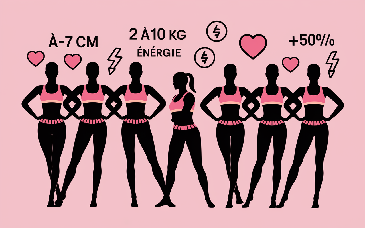silhouettes femmes sport chiffres tour taille