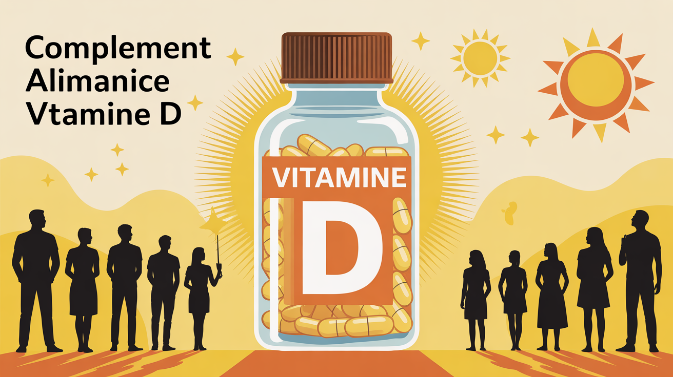 Illustration flacon vitamine D soleil gélules