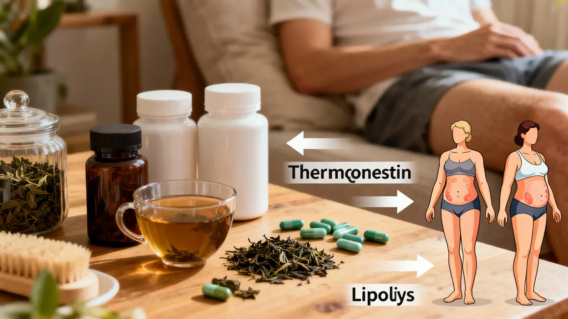 Flacons thé capsules corps zones graisseuses thermogenèse