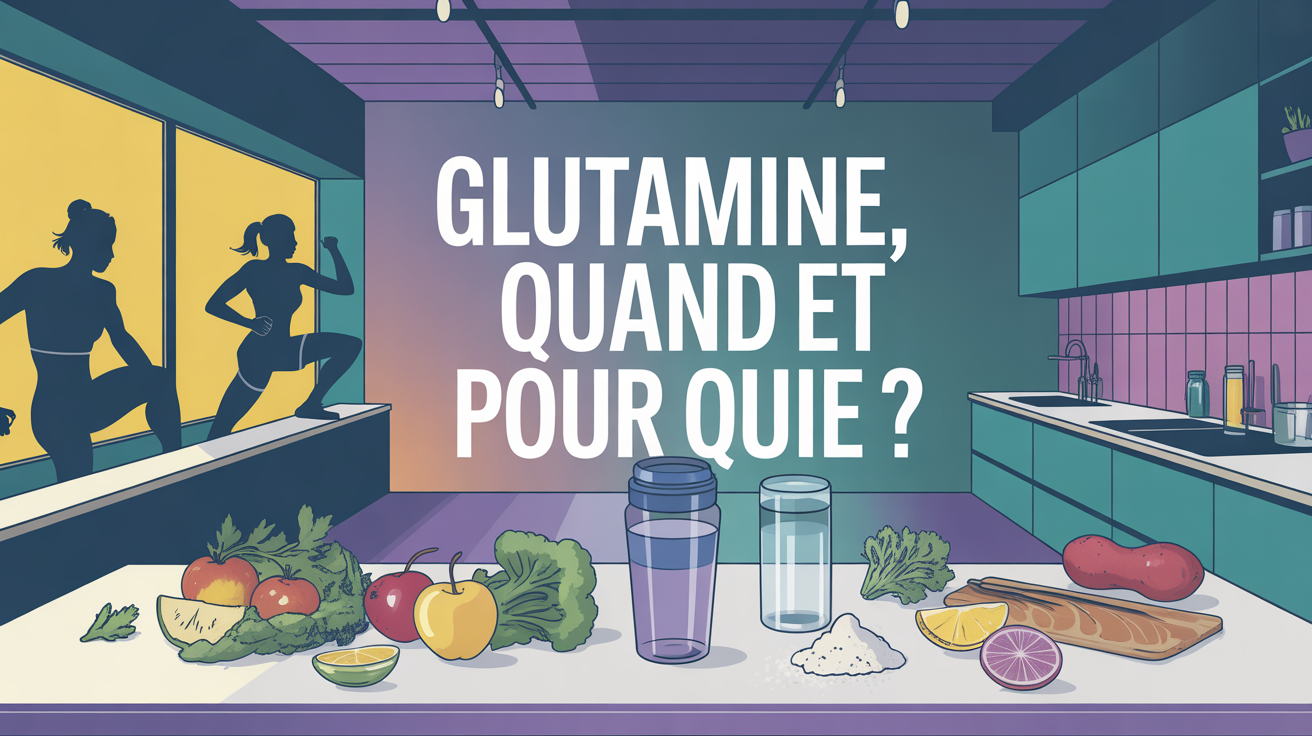 salle de sport moderne avec cuisine et sportifs glutamine