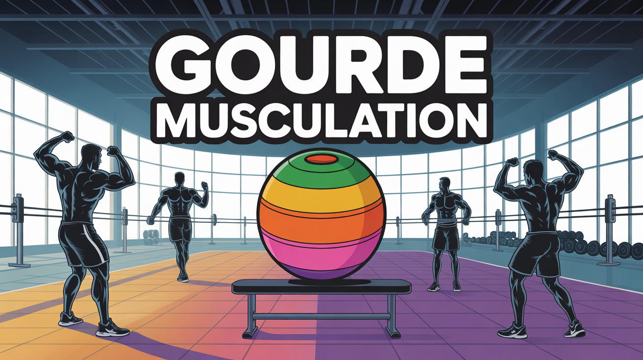 Gourde musculation colorée sur banc en salle de sport
