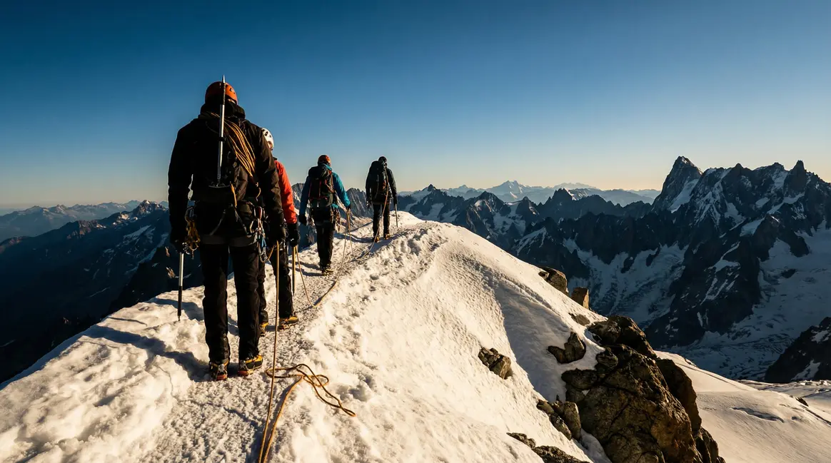 arête enneigée panorama guide de haute montagne