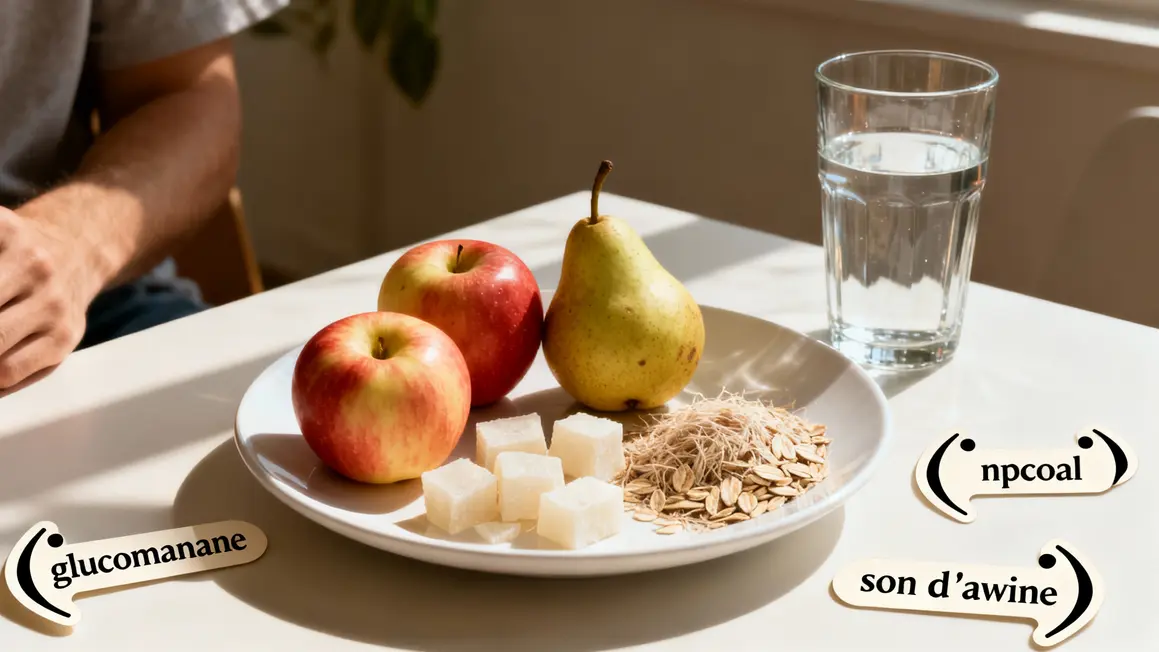 fruits konjac avoine presentant ingredients coupe faim naturels