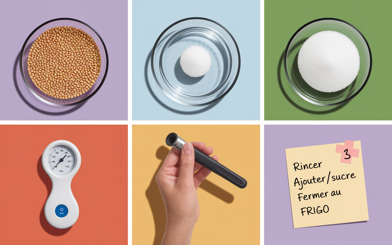 conserver grains de kefir au frigo étapes bocal eau sucre