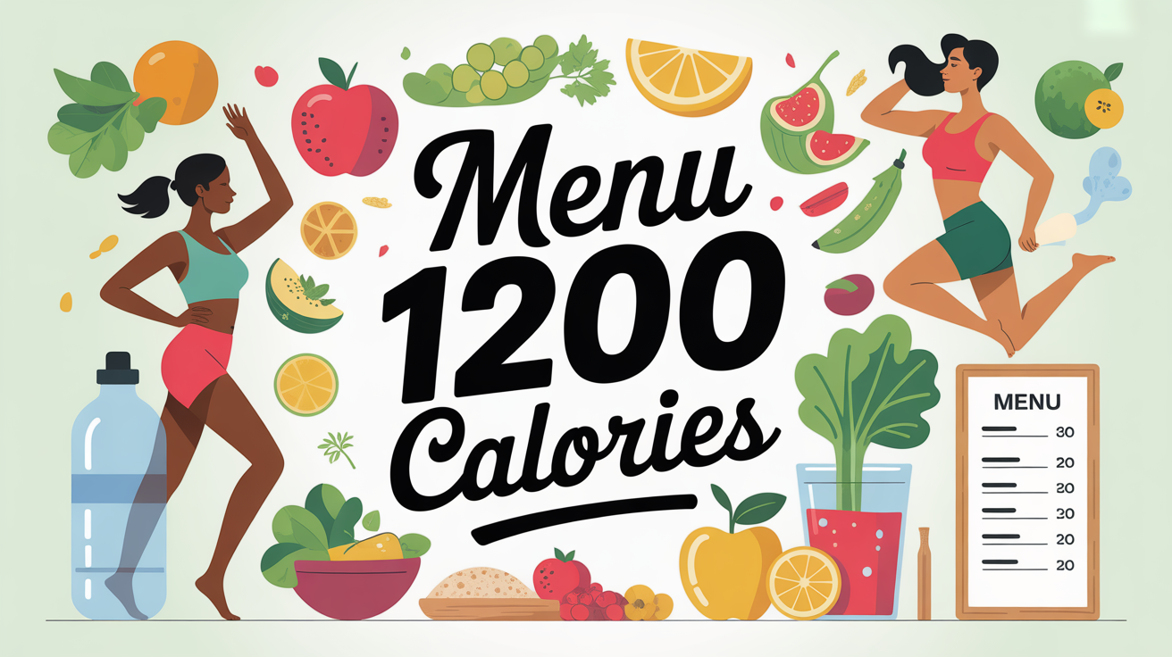 menu 1200 calories femme silhouette aliments sains