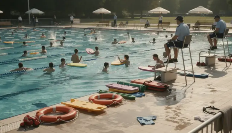 maitre nageur surveillant piscine publique en ete