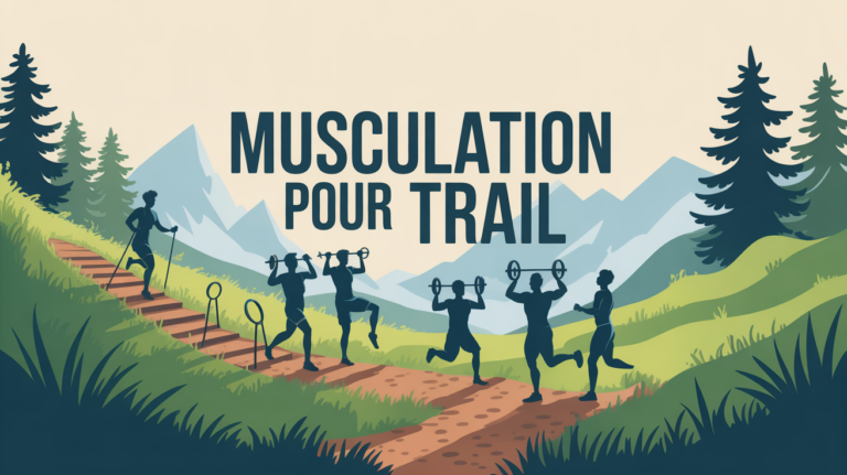 illustration dynamique de musculation pour trail en montagne