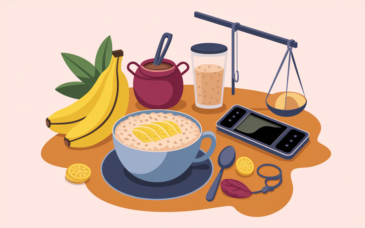 Bol de porridge et pot de poudre de beurre de cacahuète pour sportifs