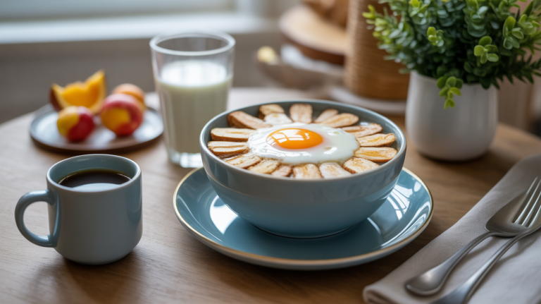 Bol de flocons d'avoine et oeuf healthy, recette petit-dejeuner express