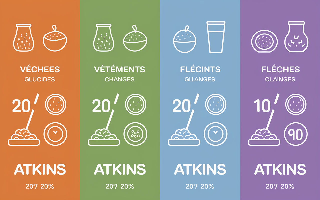 Tableau 4 phases Atkins progression glucides